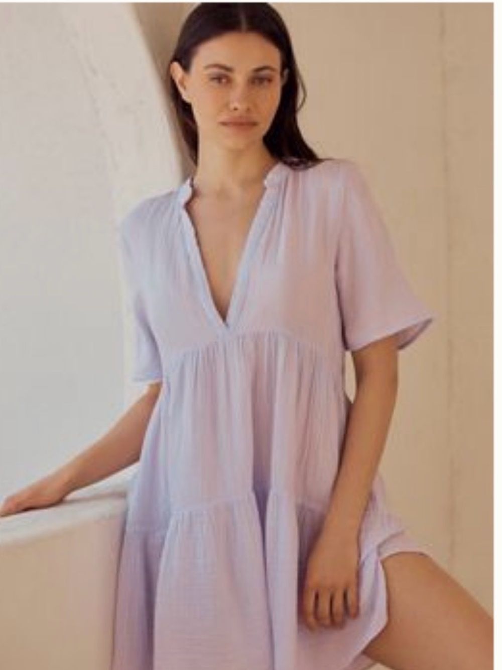 Anthropologie Kallie Flowy Mini Tunic Dress, NWT in Lavender, size XS